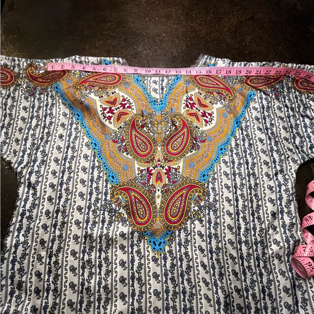 Johnny Was Boho Hippie Oversized Silk Top, M - Picture 5 of 8